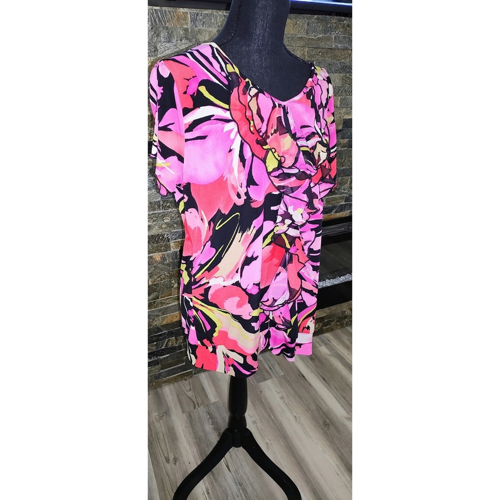 Notations Polyester Multicolored Loose Fitted Top Size M